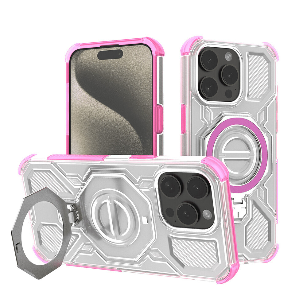 Techsuit Carbon Shield PRO pro iPhone 15 Pro růžový průhledný