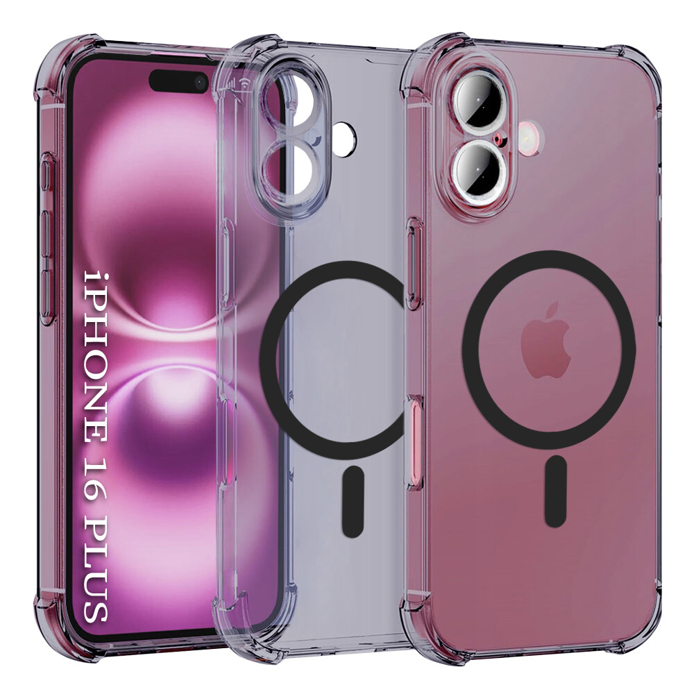 Techsuit Shockproof průhledný silikon MagSafe iPhone 16 Plus kouřově černý