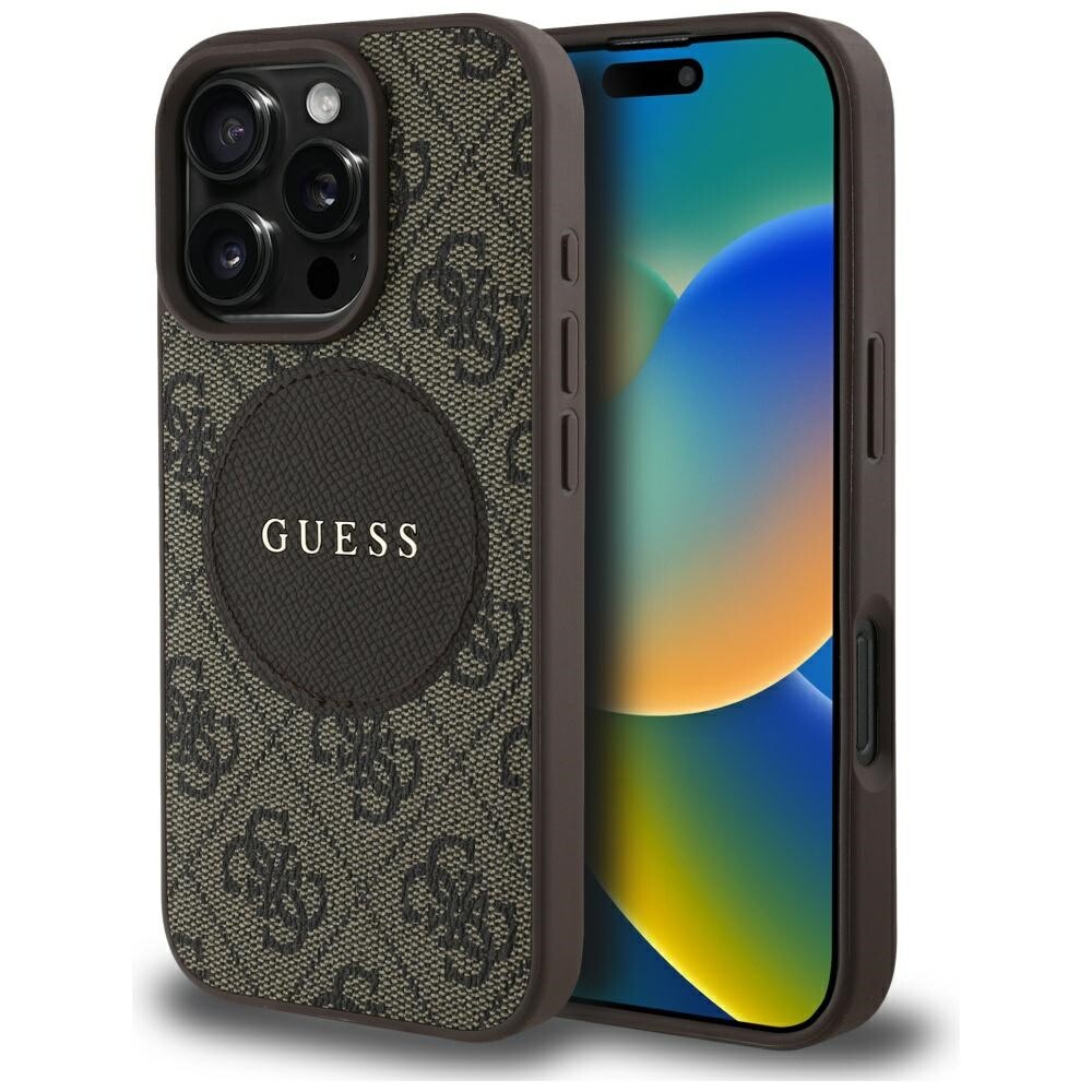 Guess 4G Circle Classic Logo MagSafe iPhone 16 Pro Max hnědý