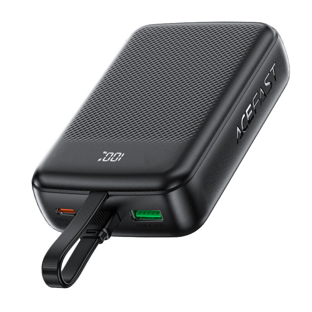 Acefast Power Bank M14-20000 s vestavěným kabelem Type-C USB 20000mAh černá