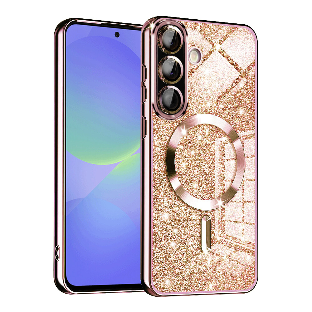 Techsuit Luxury Glitter MagSafe pro Samsung Galaxy A36 5G A56 5G růžově zlatá