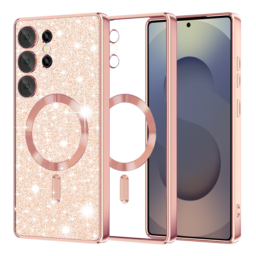 Techsuit Luxury Glitter MagSafe pro Samsung Galaxy S25 Ultra růžově zlatá