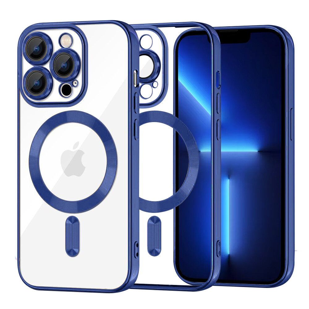 Techsuit Luxusní Křišťálový MagSafe iPhone 13 Pro Max Tmavě modrá