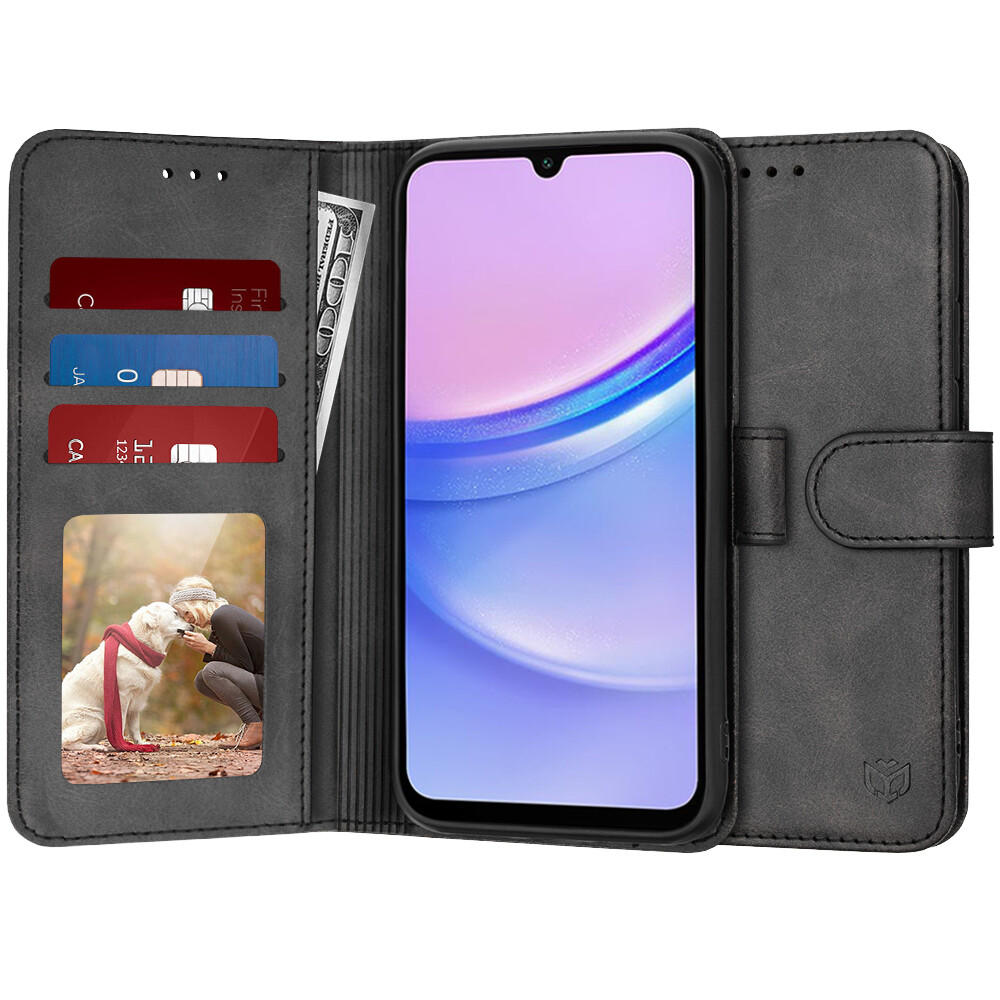 Techsuit Knižkové pouzdro Samsung Galaxy A15 4G A15 5G Černé