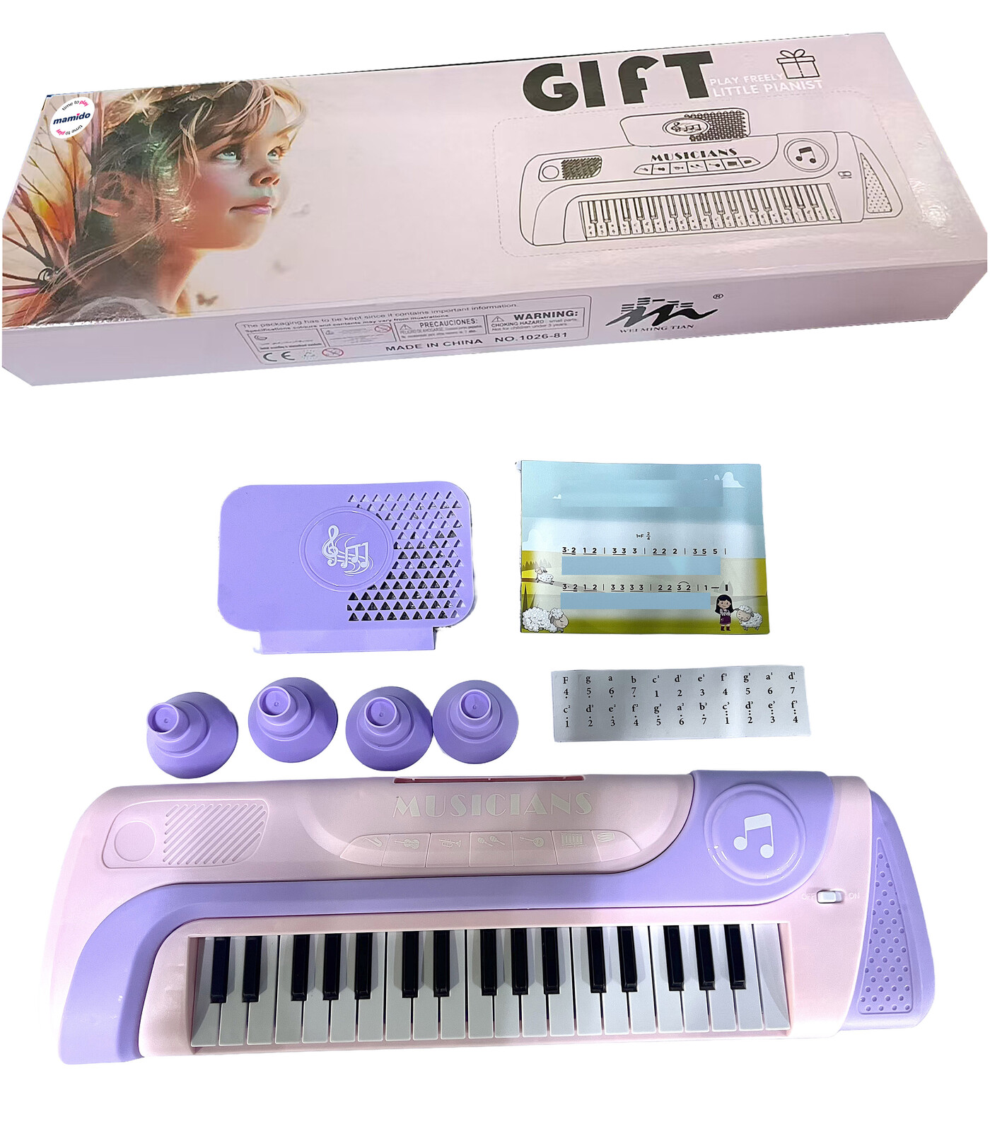 Mamido Mamido Dětský elektrický keyboard 37 kláves fialový