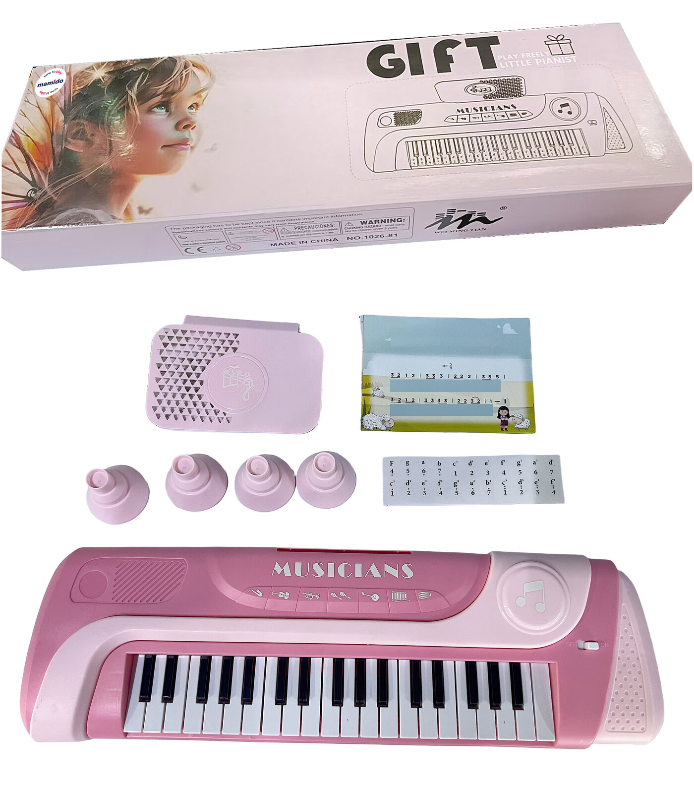 Mamido Mamido Dětský elektrický keyboard 37 kláves růžový