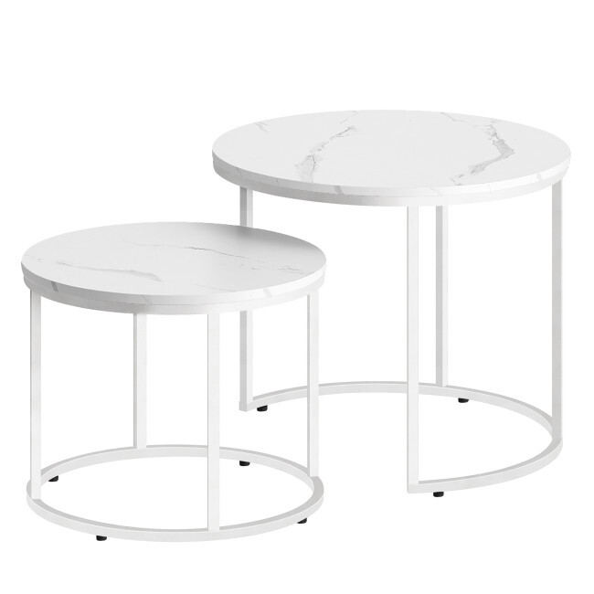 Sada 2 konferenčních stolků OSKAR mramor bílé nohy