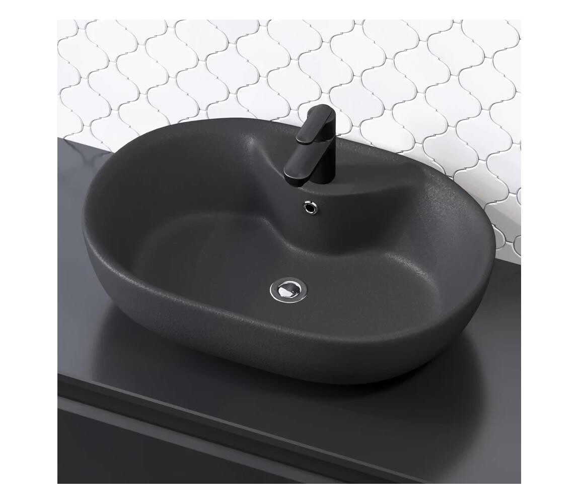 BATH DELUXE 06-060-08-02-00 - Umyvadlo na desku TROMSO 59,5x41 cm keramika/černá 06-060-08-02-00
