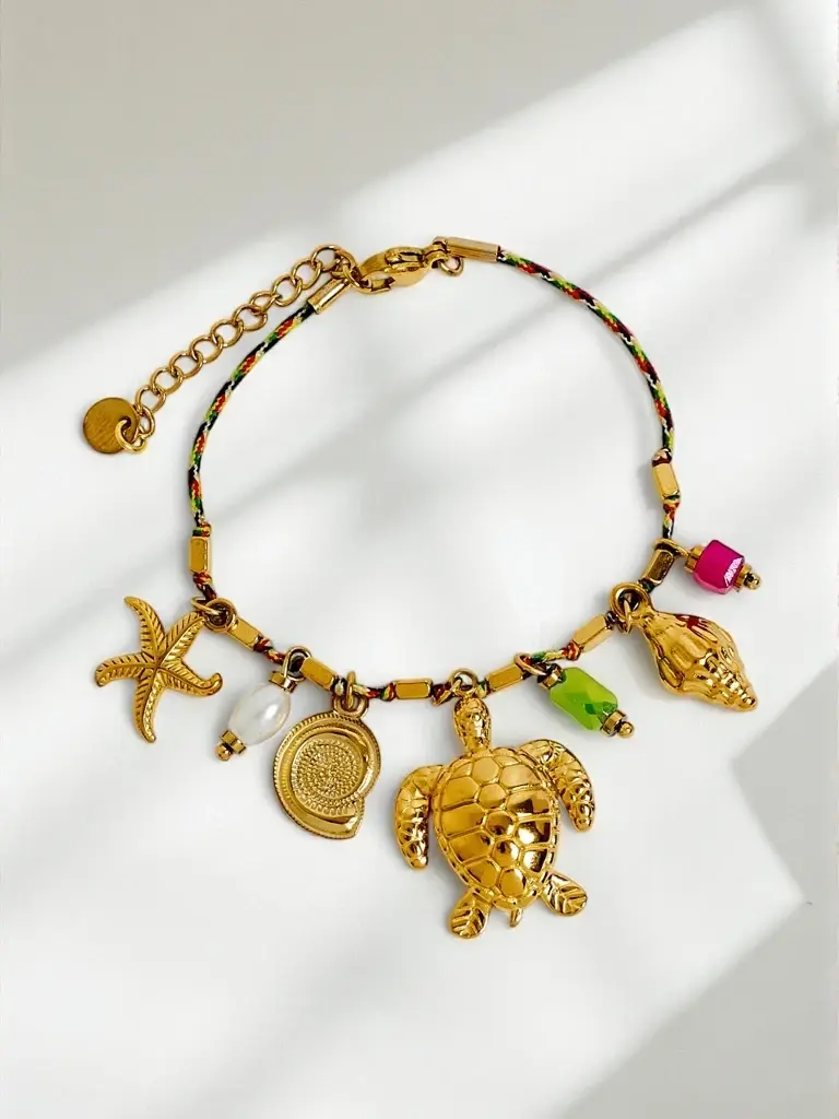 Zlatý náramek Aphrodite Maretta s mořskými přívěsky