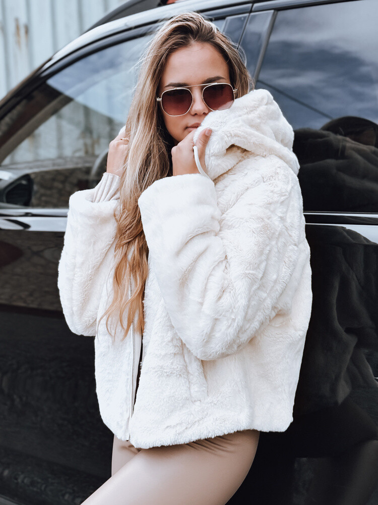 Dámská bílá zimní bunda s kapucí