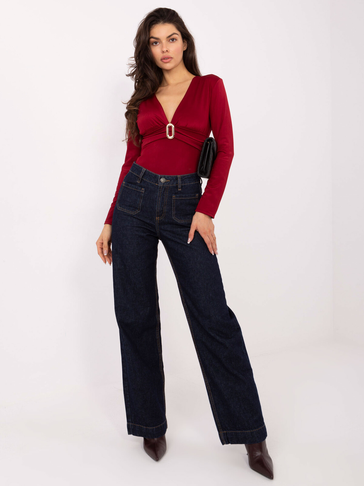 Bordové body s dlouhým rukávem