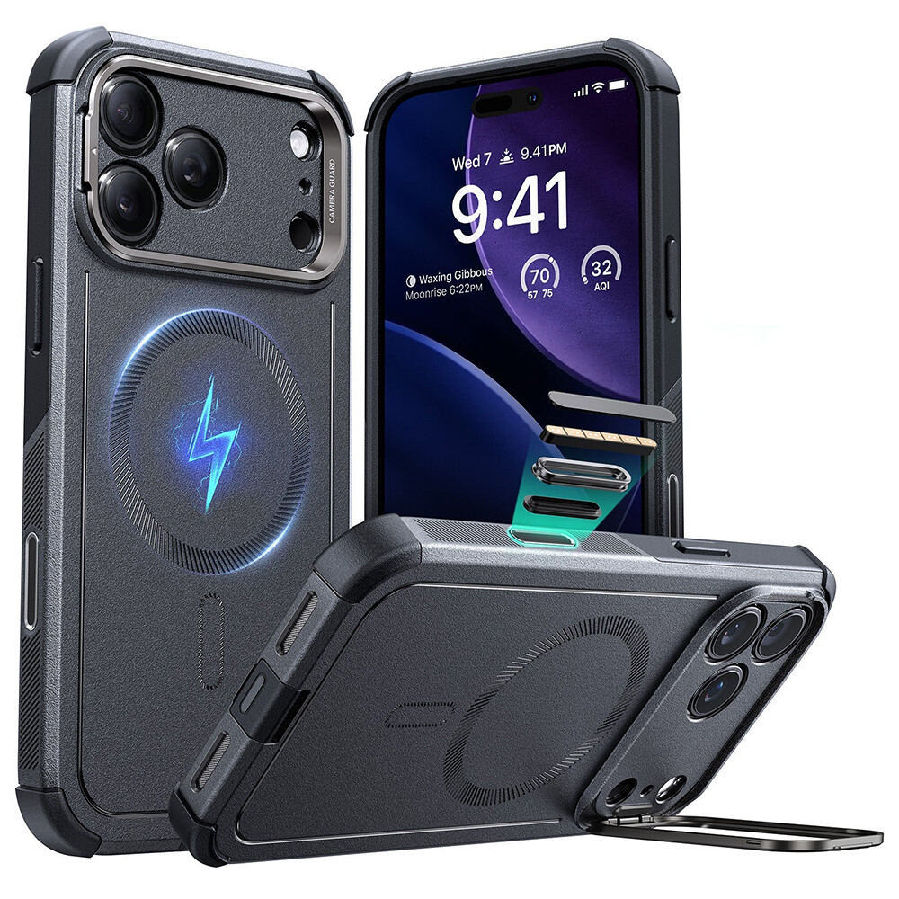 ESR Cyber Armor Kickstand pro iPhone 17 Pro šedý