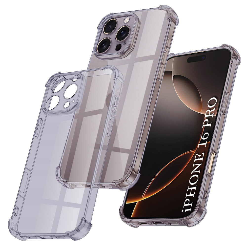 Techsuit Shockproof průhledný silikon iPhone 16 Pro kouřově černý
