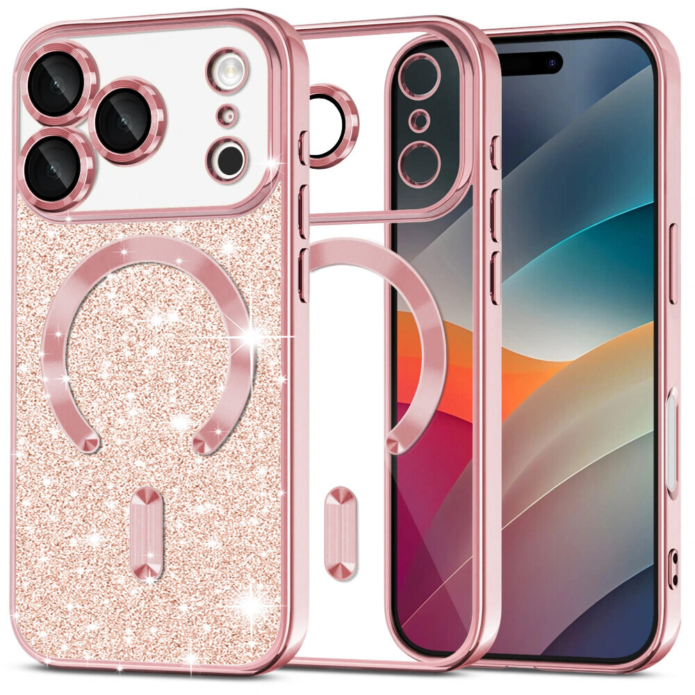 Techsuit Luxury Glitter MagSafe pro iPhone 17 Pro růžově zlatý