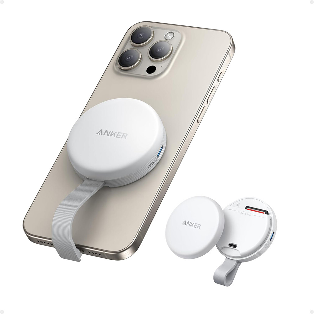 Anker Memory Card Reader MagGo A83D1G21 pro Apple s USB-C adaptérem MagSafe přenos dat 312 MB/s bílý