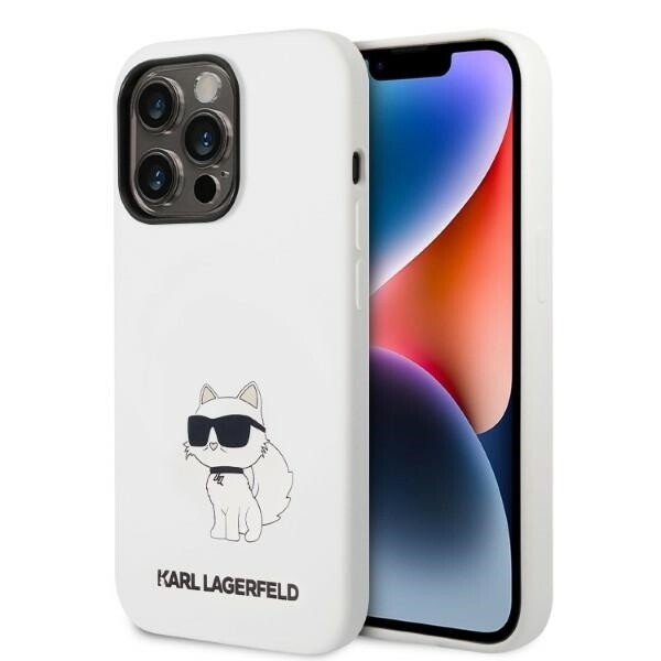 Karl Lagerfeld Silicone MagSafe iPhone 14 Pro Bílá Choupette