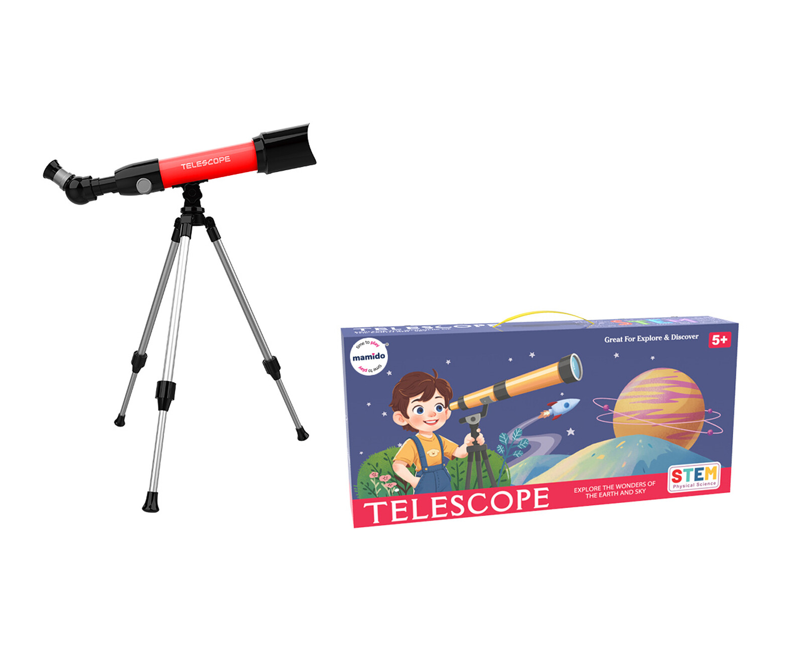Mamido Mamido Dětský dalekohled se stativem zoom 80x červený