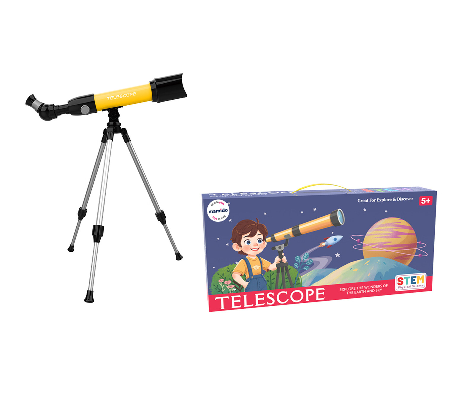 Mamido Mamido Dětský dalekohled se stativem zoom 80x žlutý