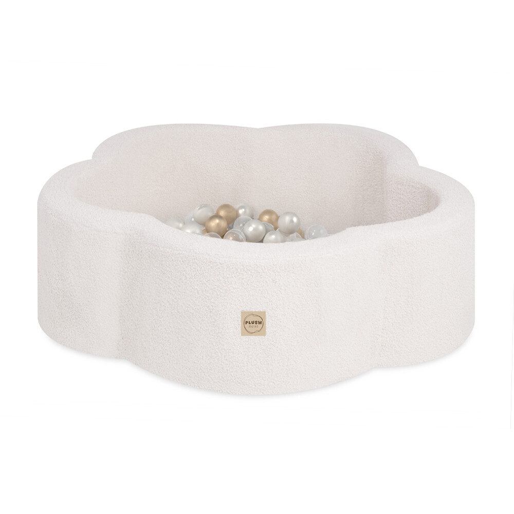 PLUSH NEST PLUSH NEST Suchý bazén Květinová zóna 95 × 30 cm krémový beránek s 200 míčky