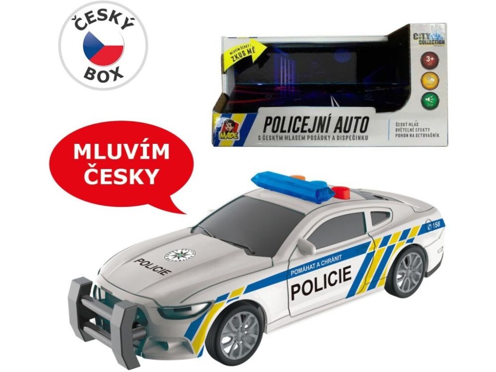 MaDe Policejní auto na setrvačník 17 cm, světlo zvuk, na baterie