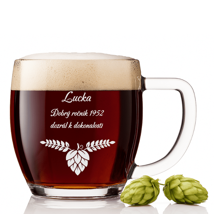 Dekorant Pivní třetinka VIENNA s vypískovaným pivním motivem 300 ml 1KS