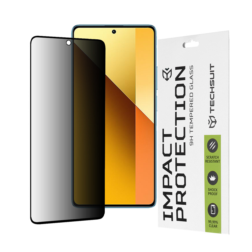 Techsuit 111D Privátní celoplošné sklo Xiaomi Redmi Note 13 5G Černá