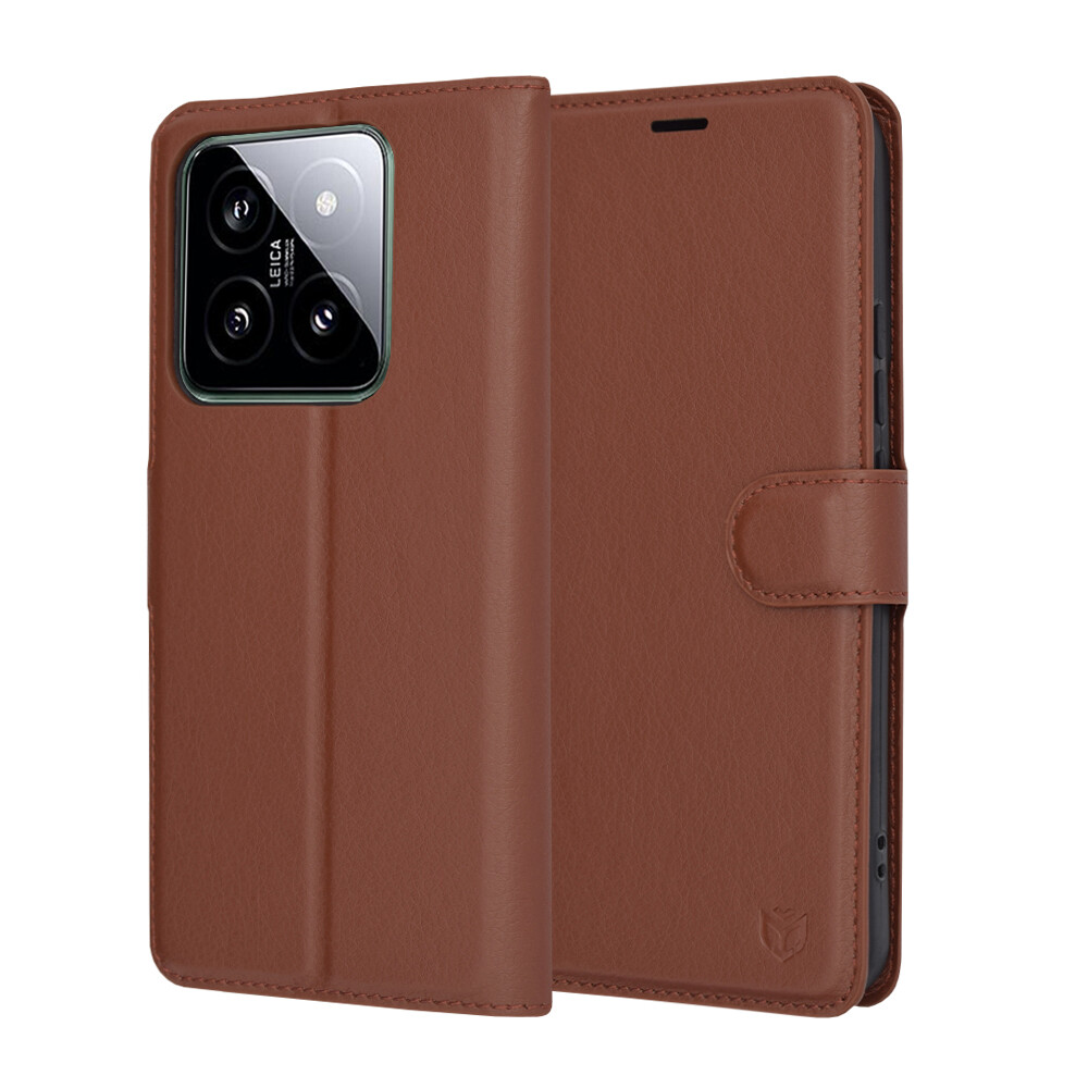 Techsuit Kožené pouzdro Xiaomi 14 Hnědé