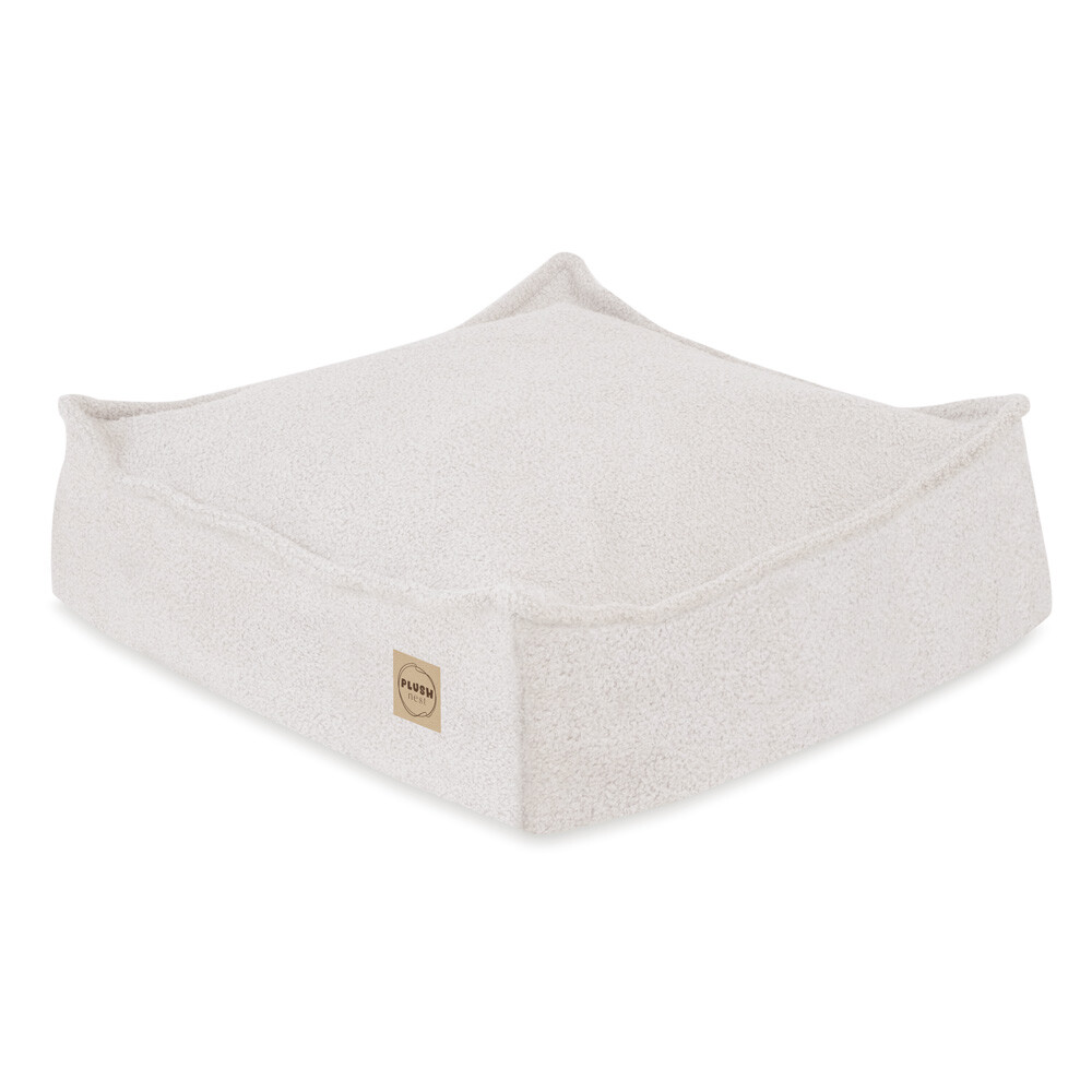 PLUSH NEST PLUSH NEST Podlahový puf čtvercový Krémový beránek 60 × 60 cm