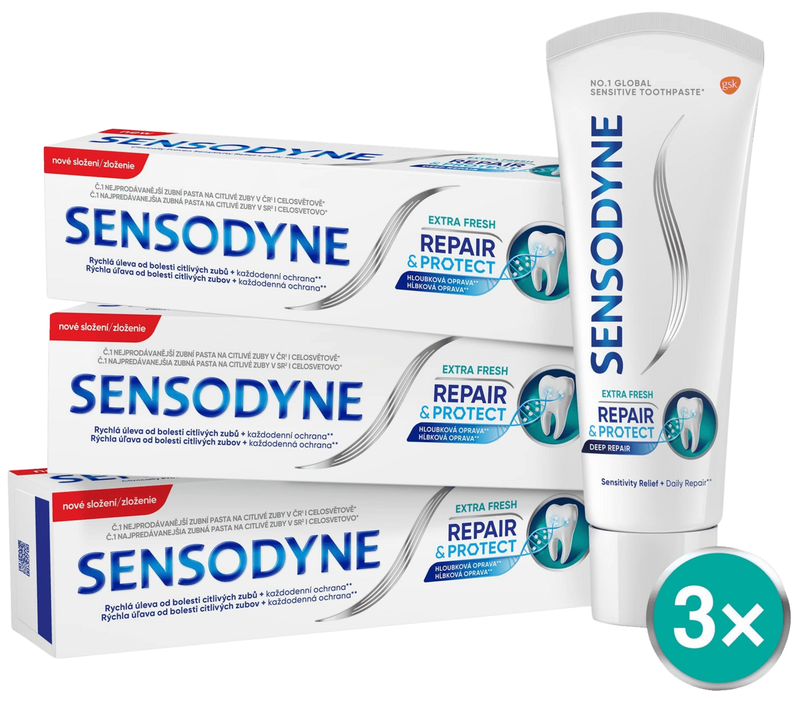 SENSODYNE Repair&Protect Extra Fresh Zubní pasta 3 x 75 ml