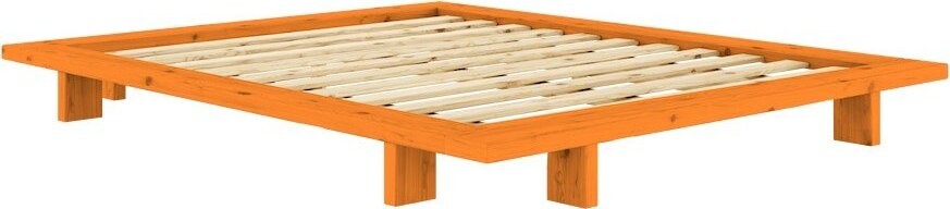 Oranžová dvoulůžková postel z borovicového dřeva bez čela s roštem 180x200 cm Japan – Karup Design