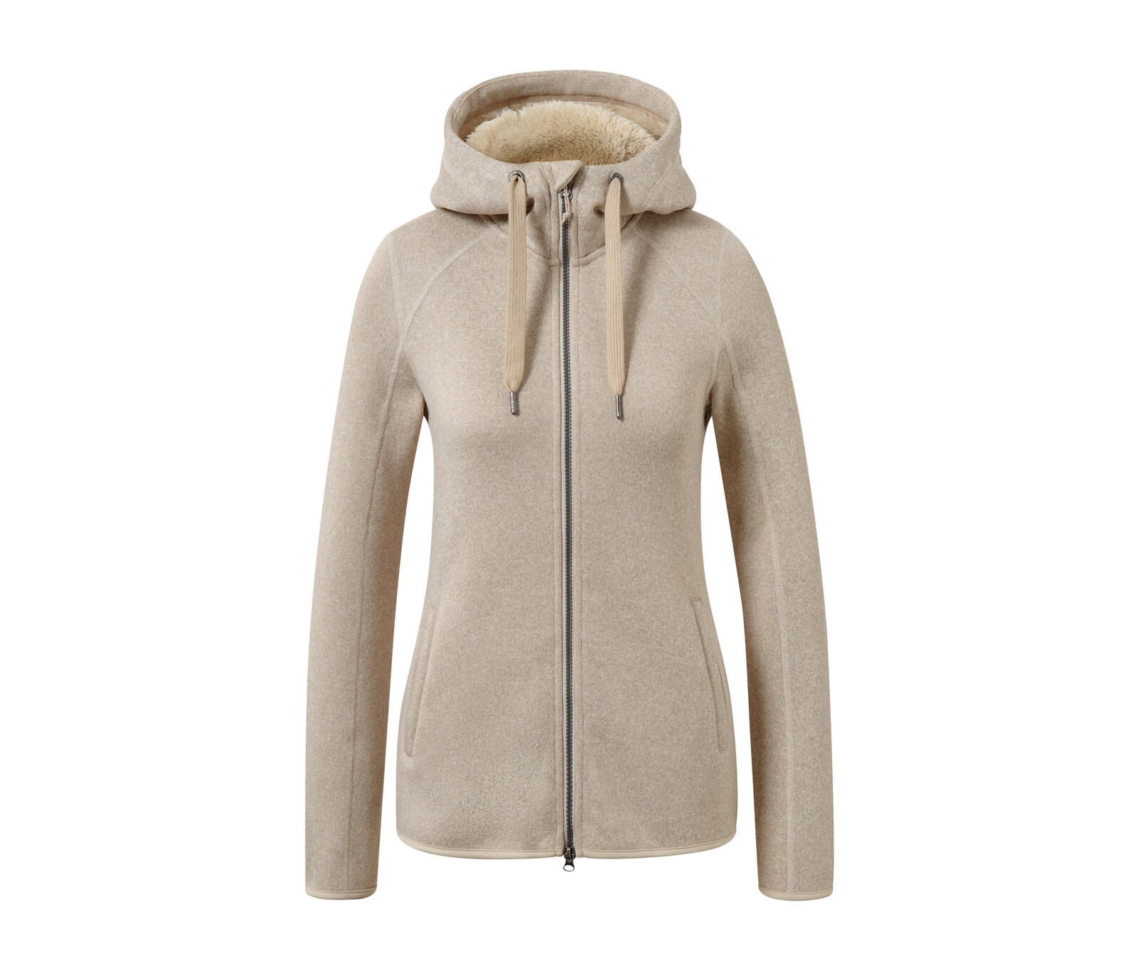 Tchibo - Bunda z pleteného fleecu s kapucí - pro ženy - vel. S 36/38 - barva: béžová