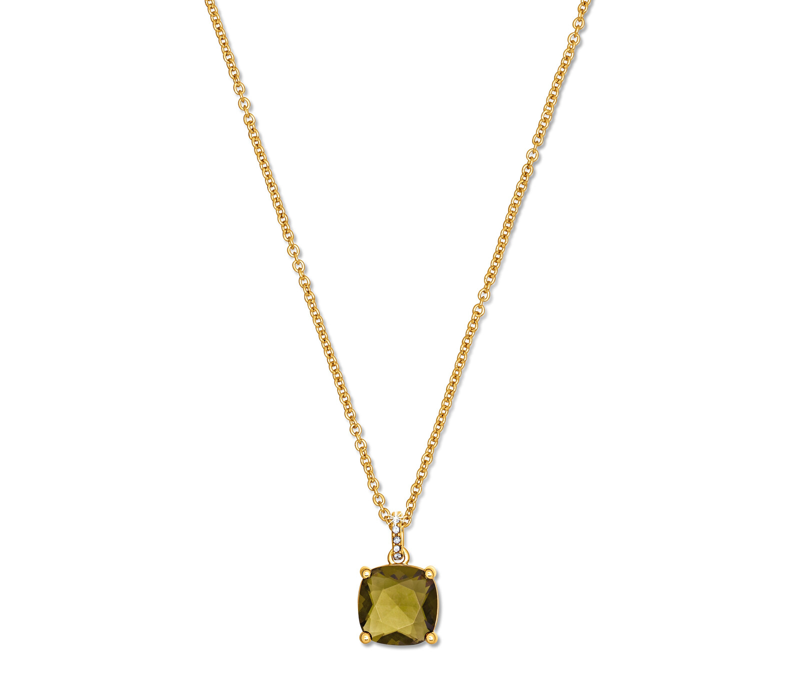 Tchibo - Náhrdelník se zelenohnědým skleněným kamínkem - barva: zelená