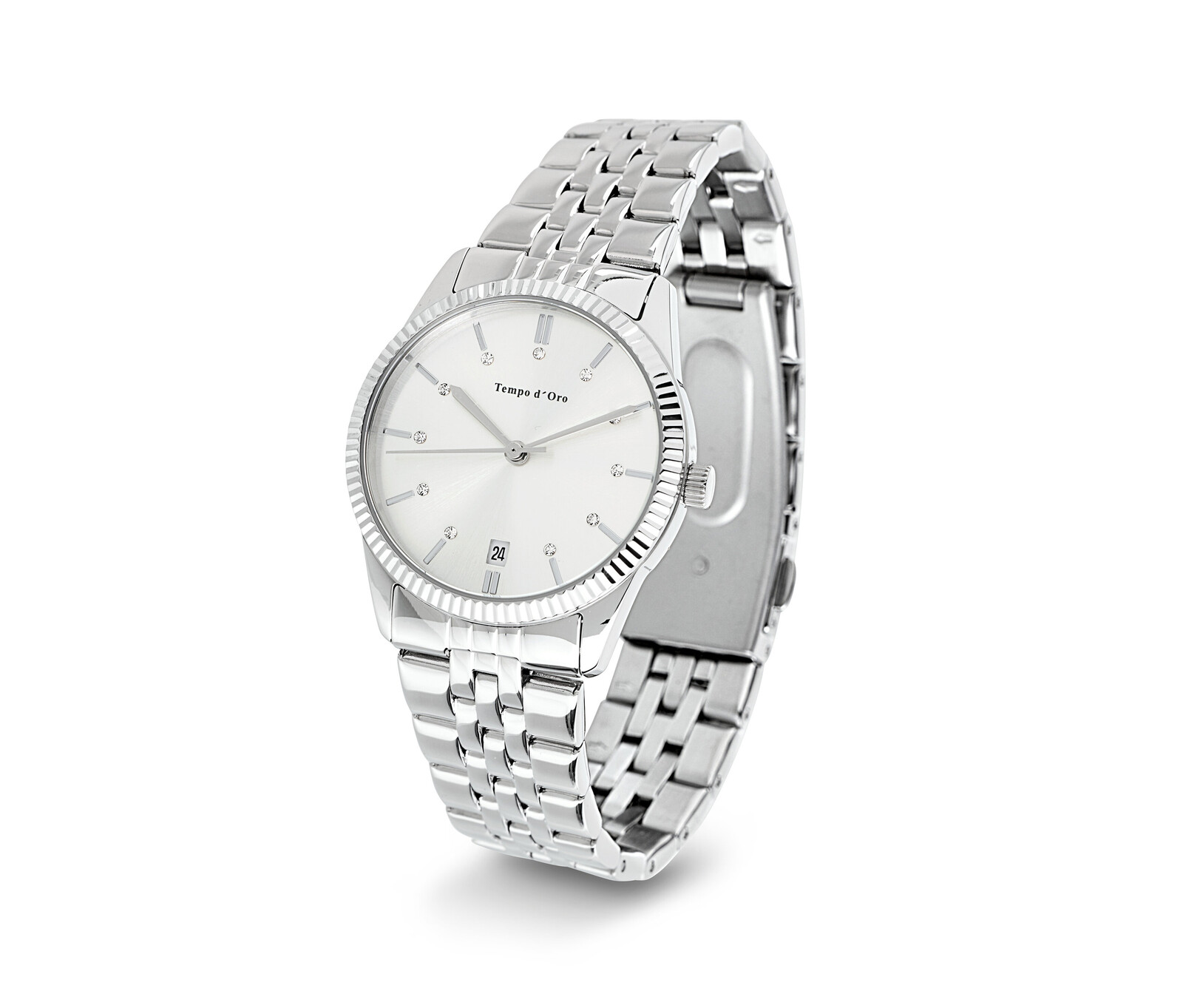 Tchibo - Dámské náramkové hodinky z ušlechtilé oceli s datumovkou - barva: stříbrná