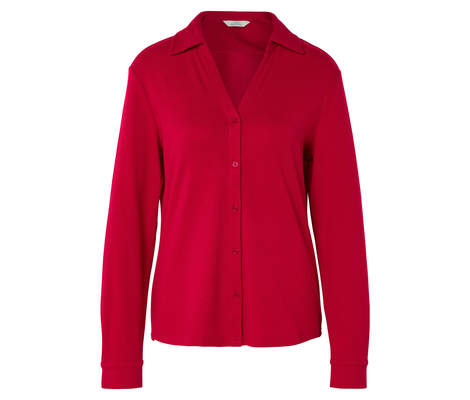 Tchibo - Halenkové triko s knoflíkovou légou - pro ženy - vel. S 36/38 - barva: červená