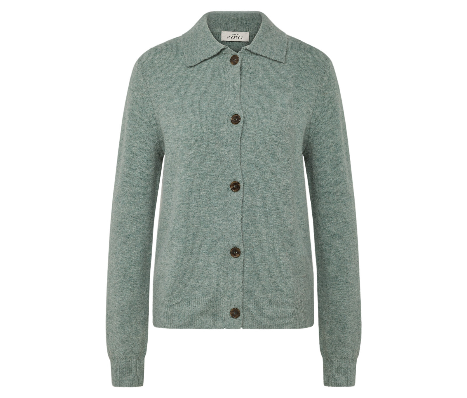 Tchibo - Pletený kardigan s vlnou s certifikací RWS - pro ženy - vel. XXL 52/54 - barva: zelená