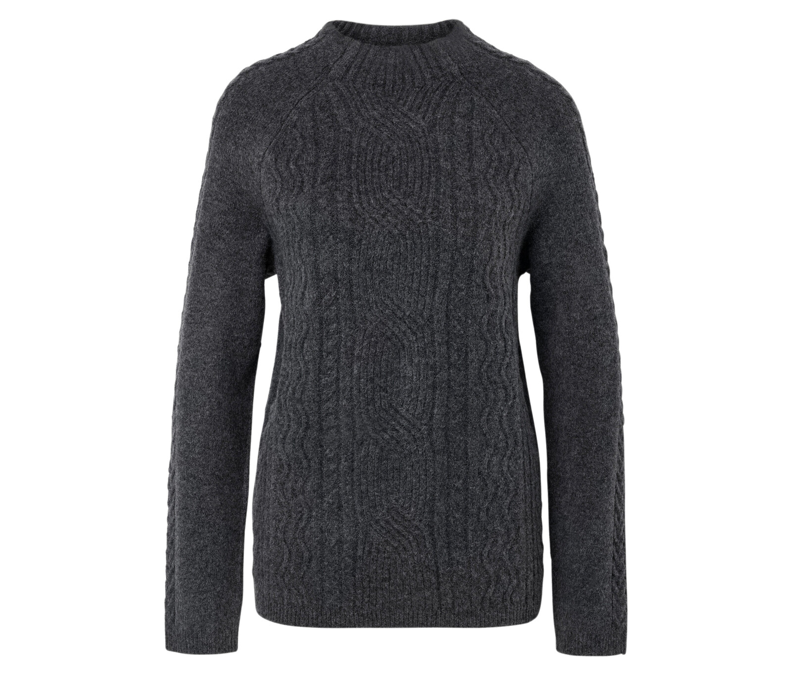 Tchibo - Svetr z hrubého úpletu s copánkovým vzorem - pro ženy - vel. XL 48/50 - barva: šedá