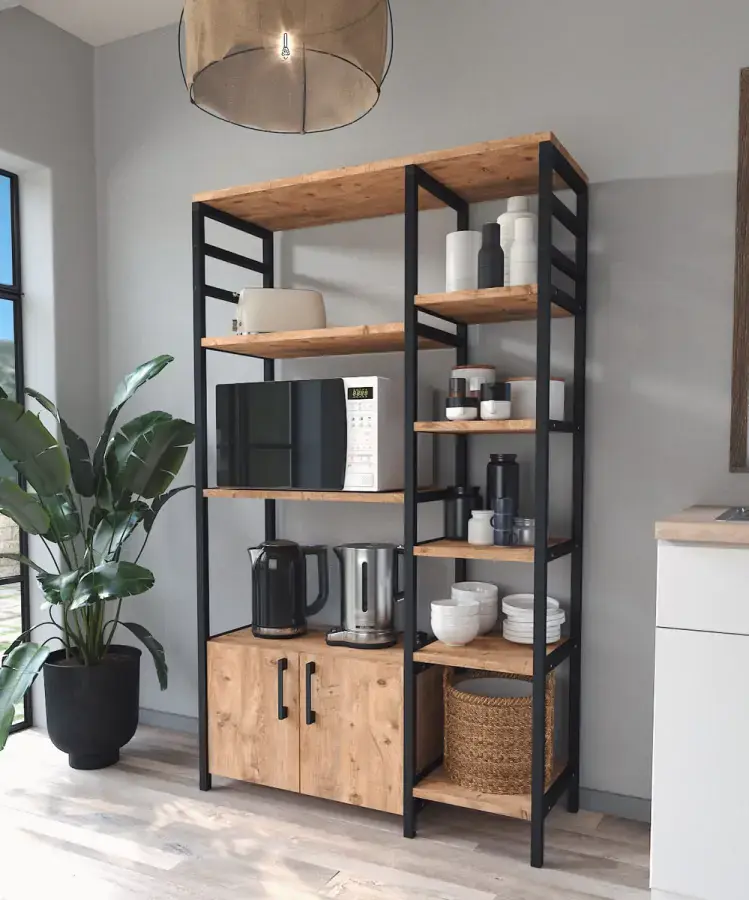 Casarredo Kuchyňský regál 2D FLAGEN - borovice/černá