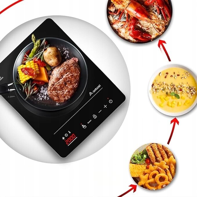 Indukční varná deska Přenosná elektrická varná deska s výkonem 20 úrovní 2000 W