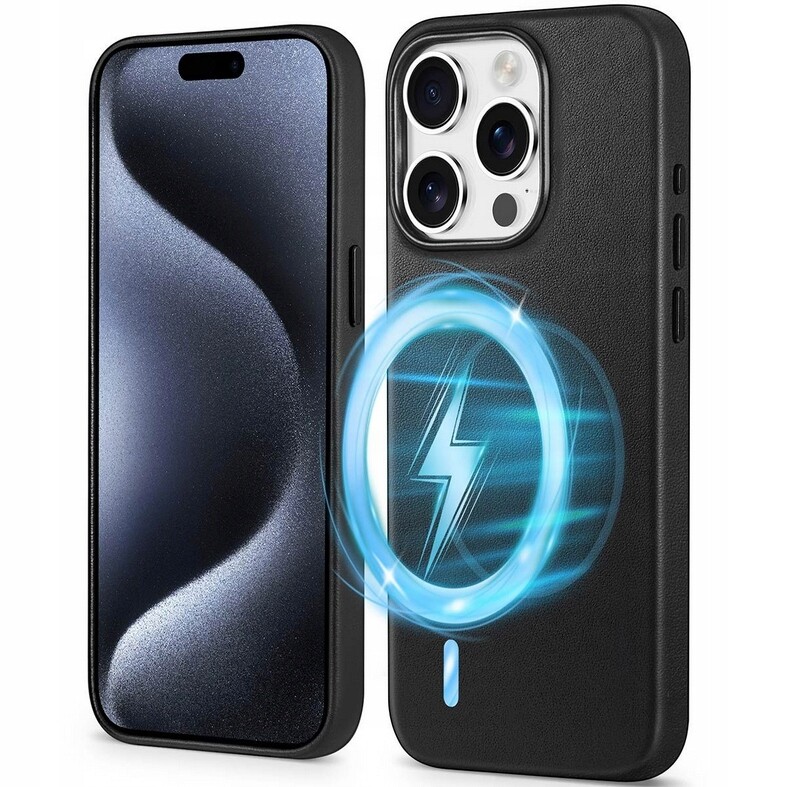 Shieldon přírodní pouzdro pro iPhone 15 Pro Magsafe černé Premium