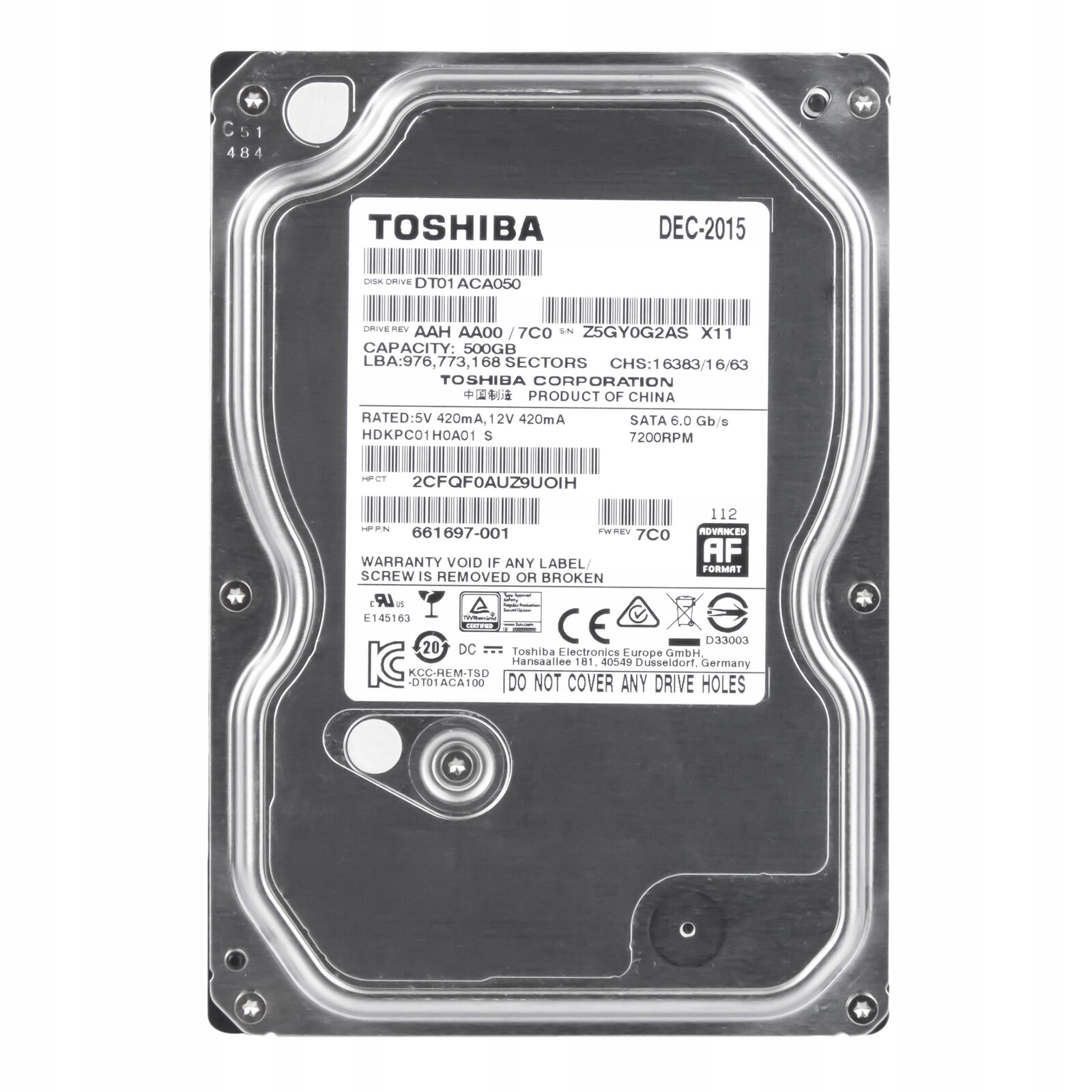 Toshiba 500GB 7.2k 32MB Sata III 3.5'' DT01ACA050