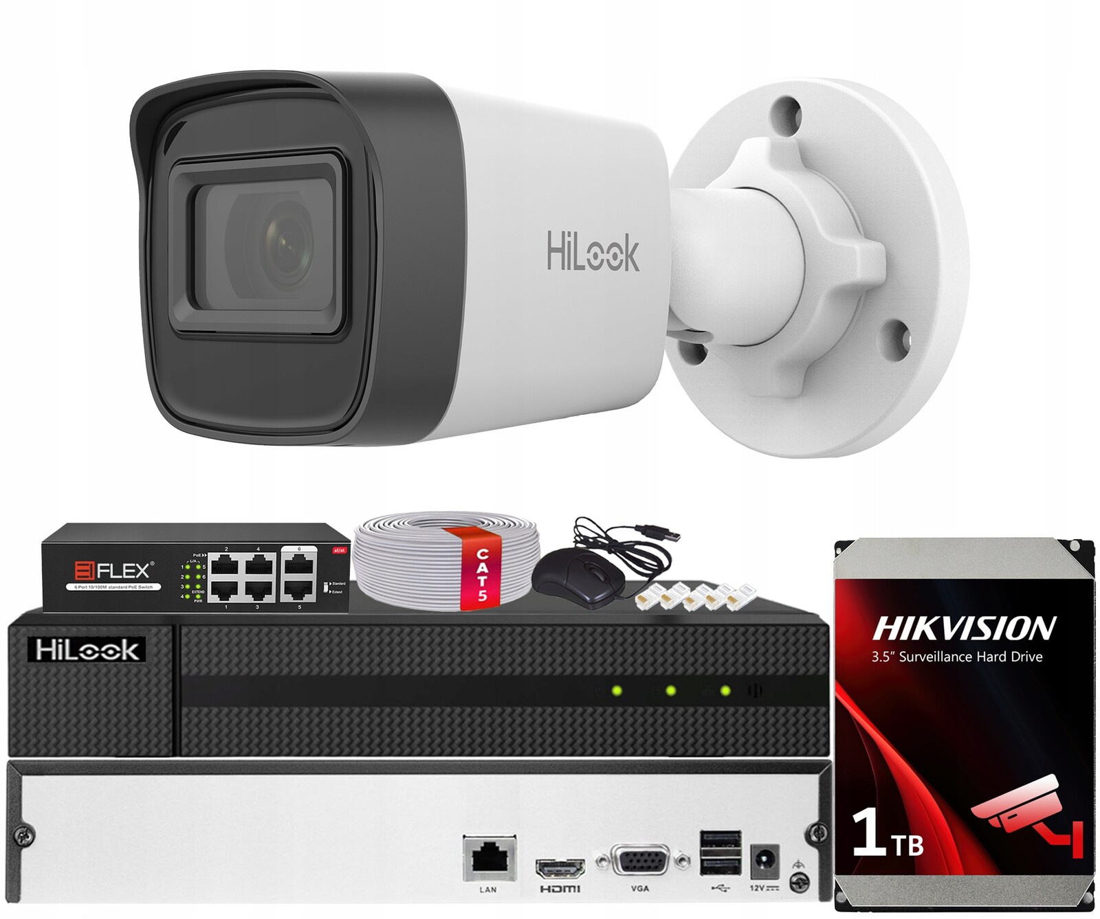 Sada Pro Monitorování Poe Kamera IPC-B121H-C 2MPx Hilook Hikvision Hdd 1TB