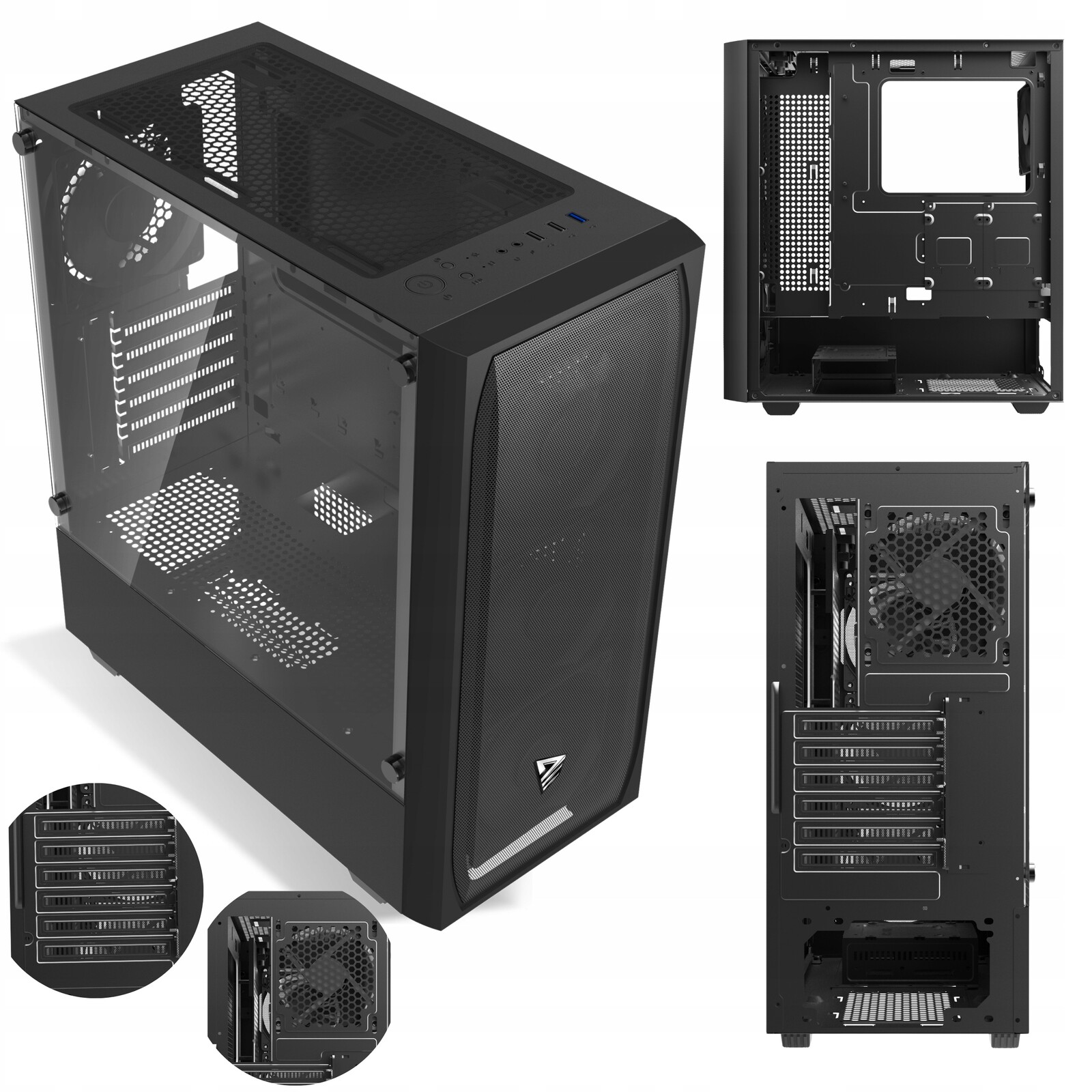 Počítačová Skříň pro počítač Savio Noctis Flow X1 Atx 4 ventilátory Sklo Mesh