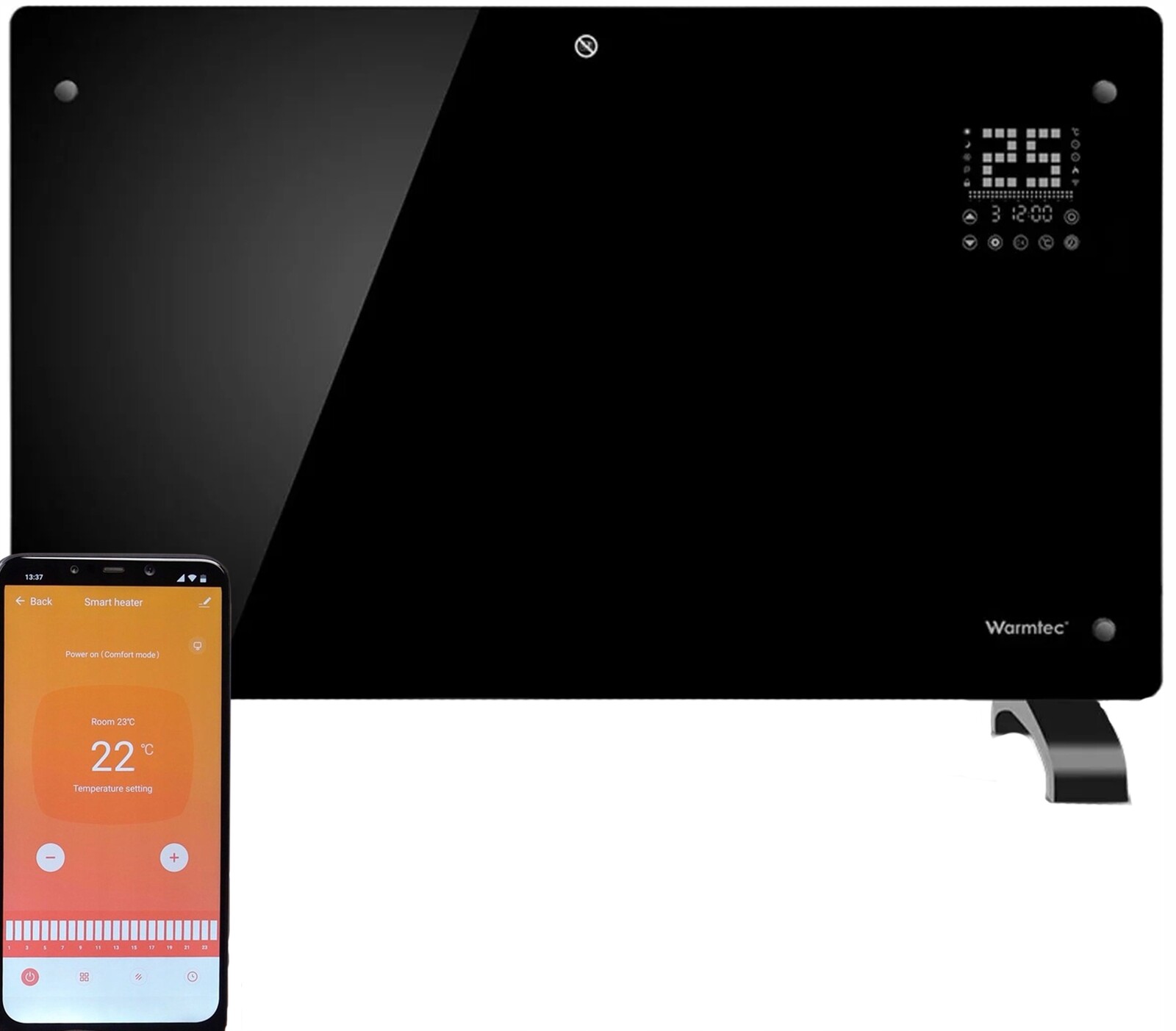 Radiátor Warmtec EGW-20C Elektrický 2000W Wifi Konvektorový Černý Nástěnný