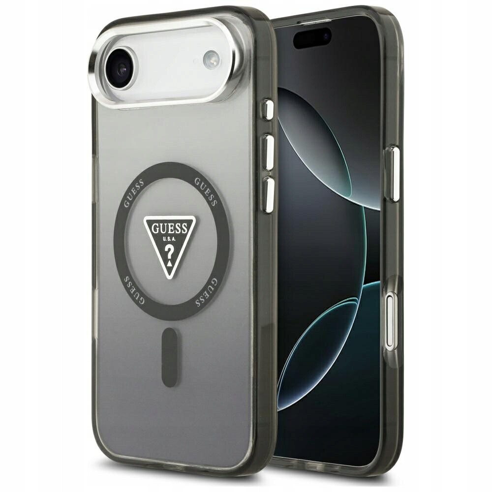 Pouzdro Guess IML Gradient Triangle Logo MagSafe pro iPhone Air, černé
