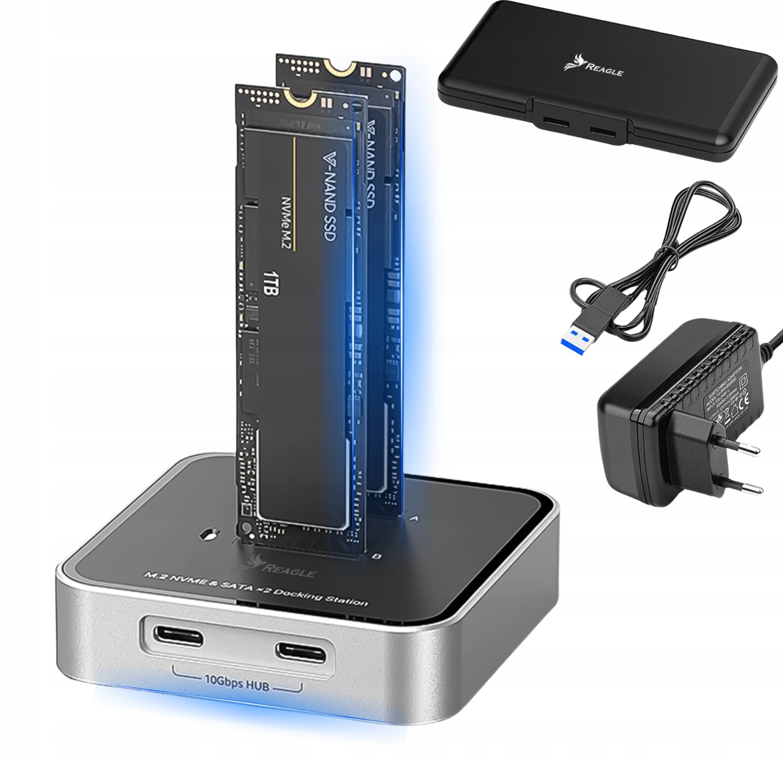 Adaptér Ssd m.2 Nvme PCIe Sata Ngff Kapsa Na 2 Disky M2 Usb 3.2 Usb-c
