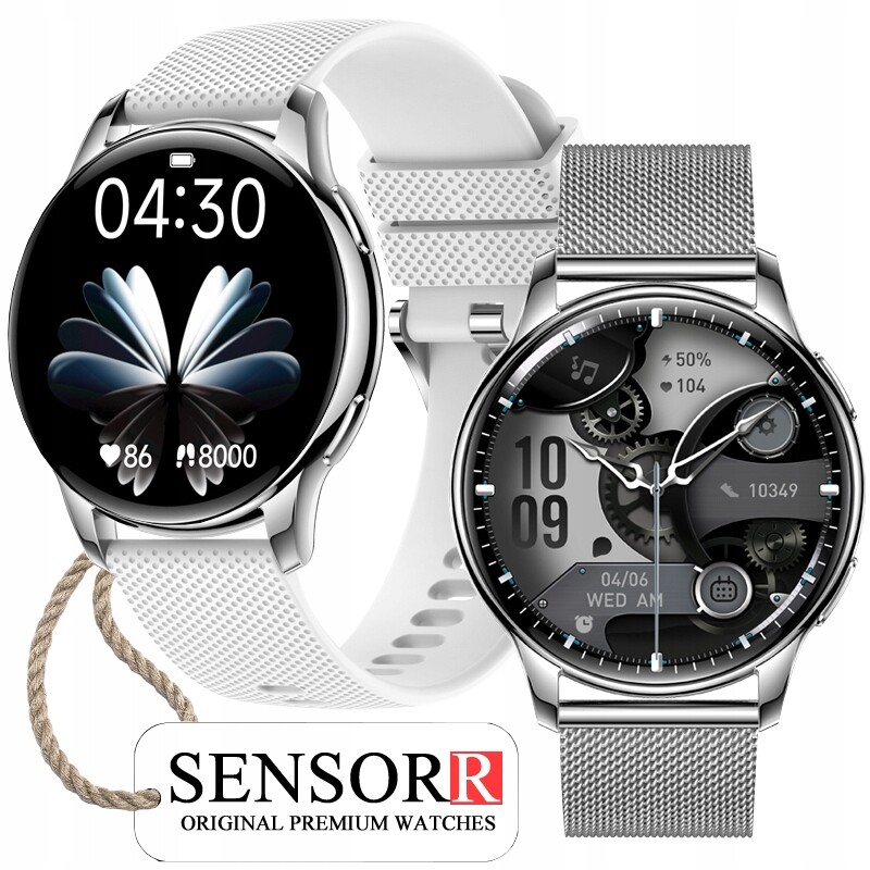 Stříbrné Chytré Hodinky Dámské Hovory Tlak Pulzoměr Spánek Kroky Pl