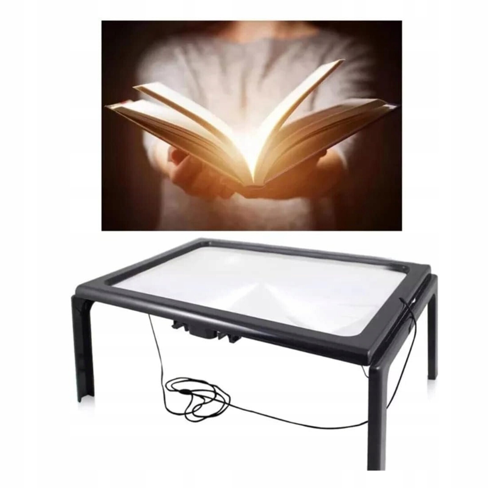 Skládací zvětšovací sklo s jednoduchou lupou pro čtení a Led podstavcem