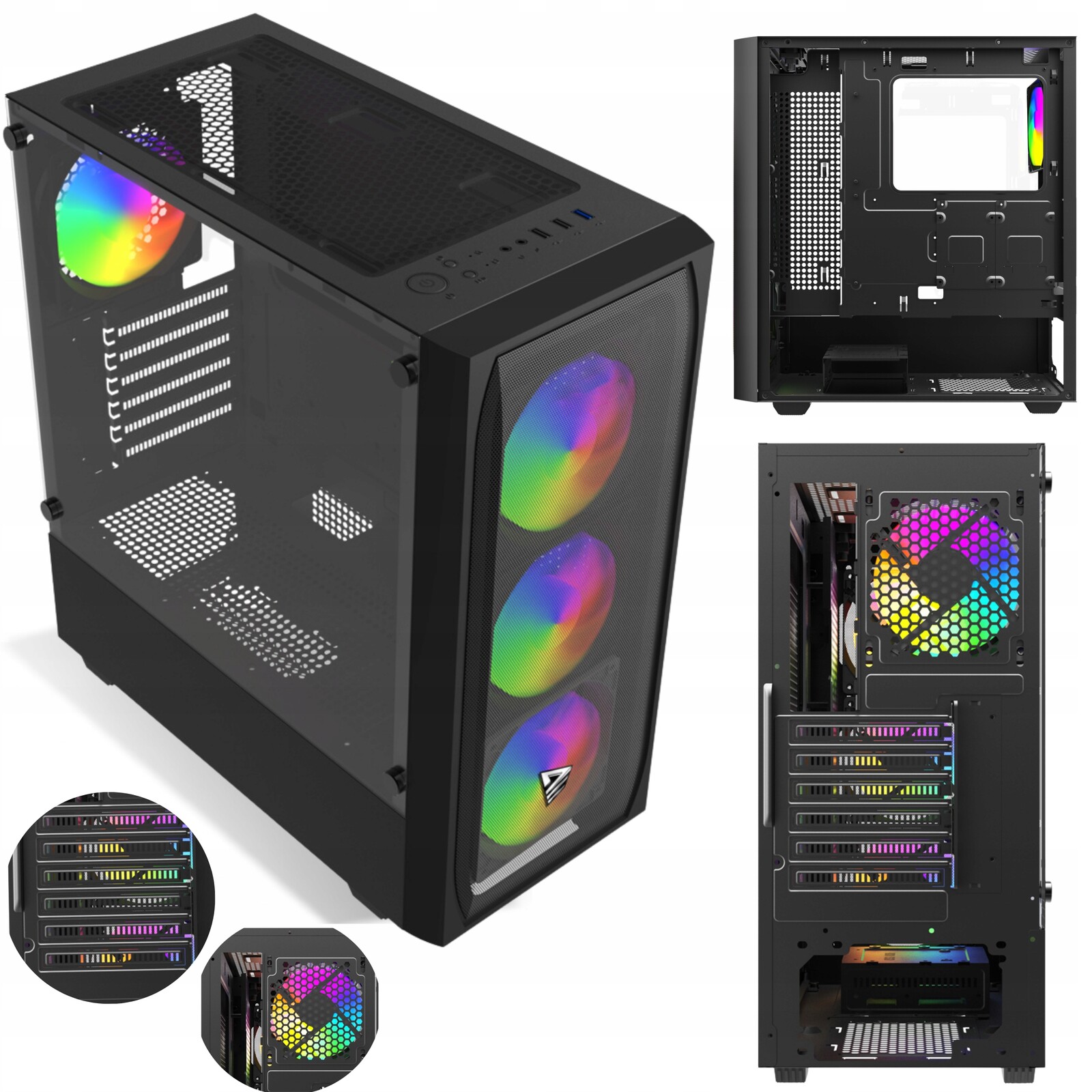 Počítačová Skříň pro počítač Savio Noctis Flow Rgb X1 4 ventilátory Sklo Mesh