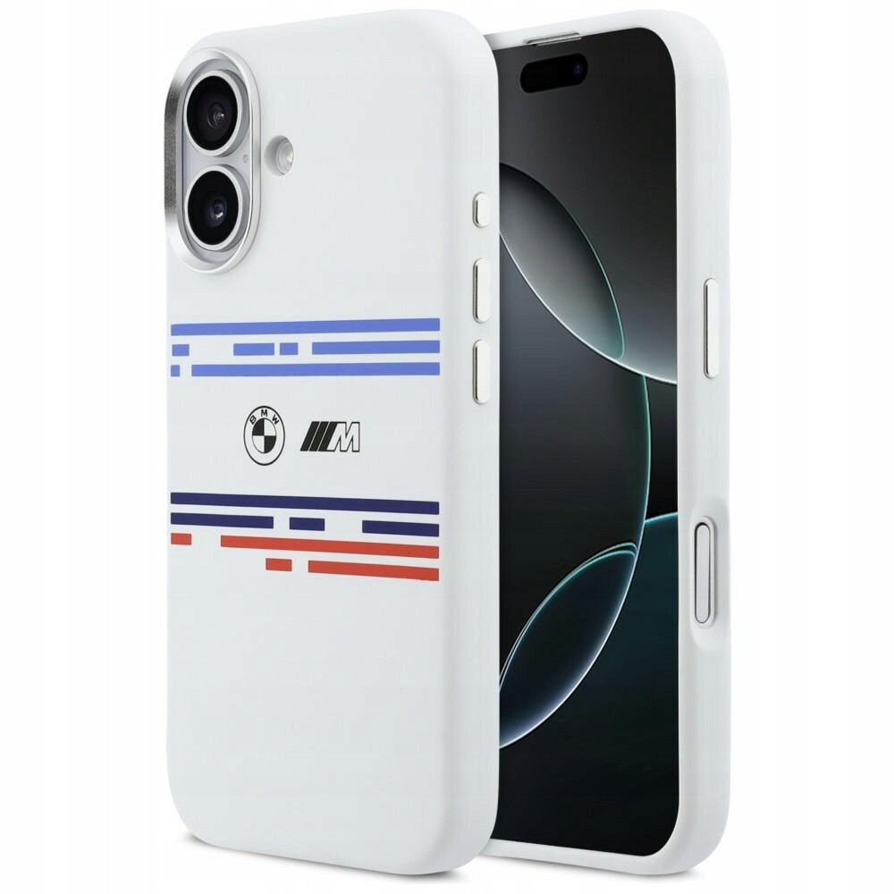 Pouzdro Bmw M Silicon Horizontal Line MagSafe pro iPhone 17, bílé