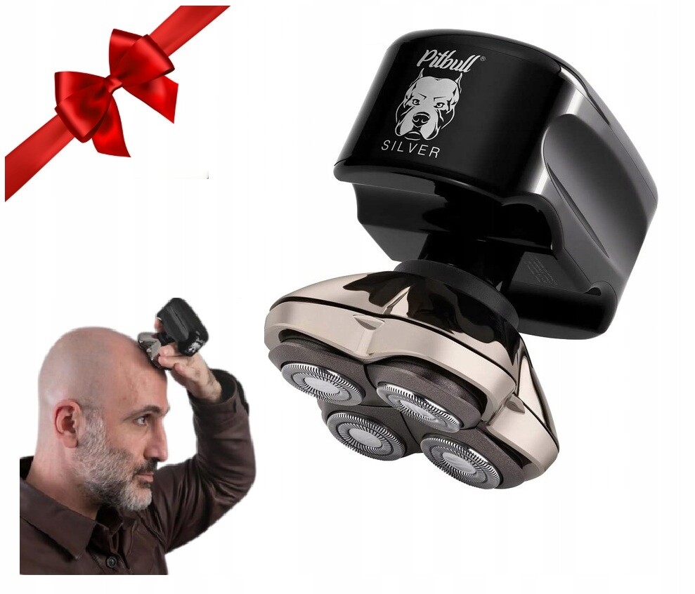 Pánský Holicí Strojek na hlavu a obličej Pitbull Silver Pro Skull Shaver jako Dárek